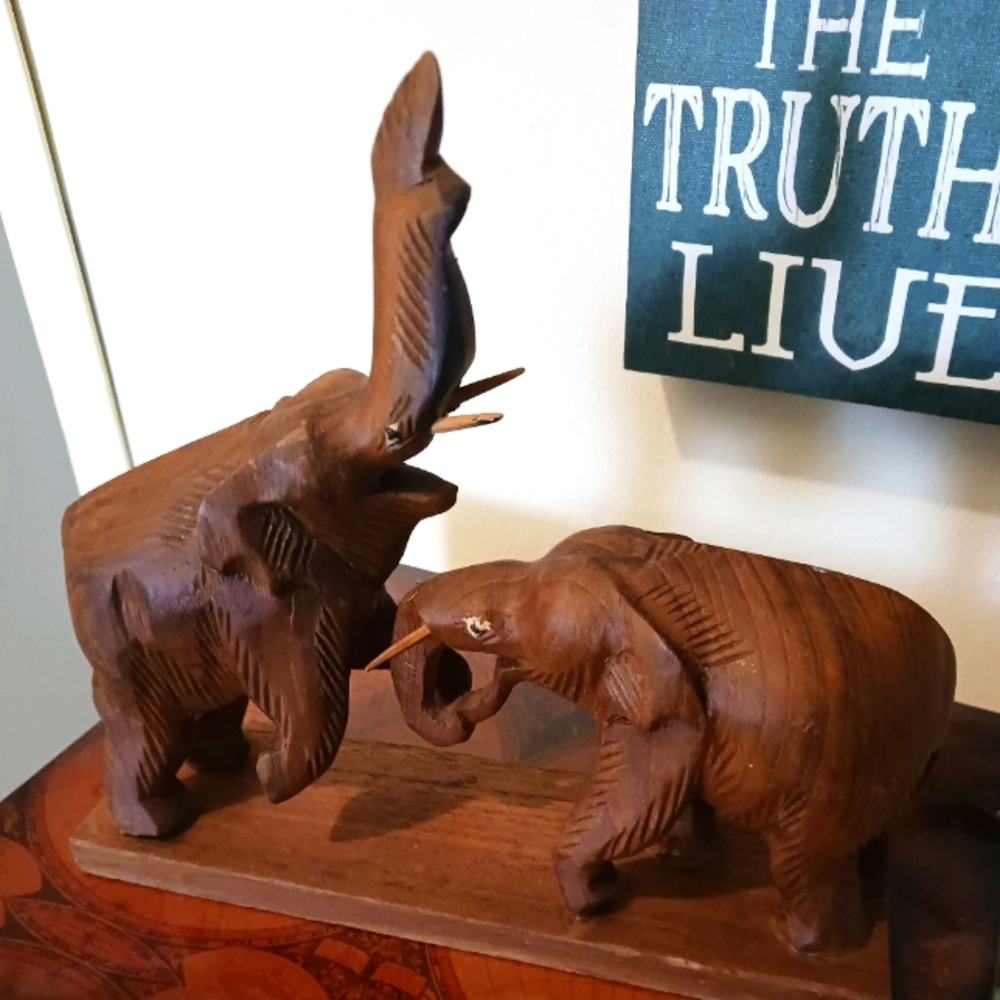 Hand carved wooden Elephants decor African